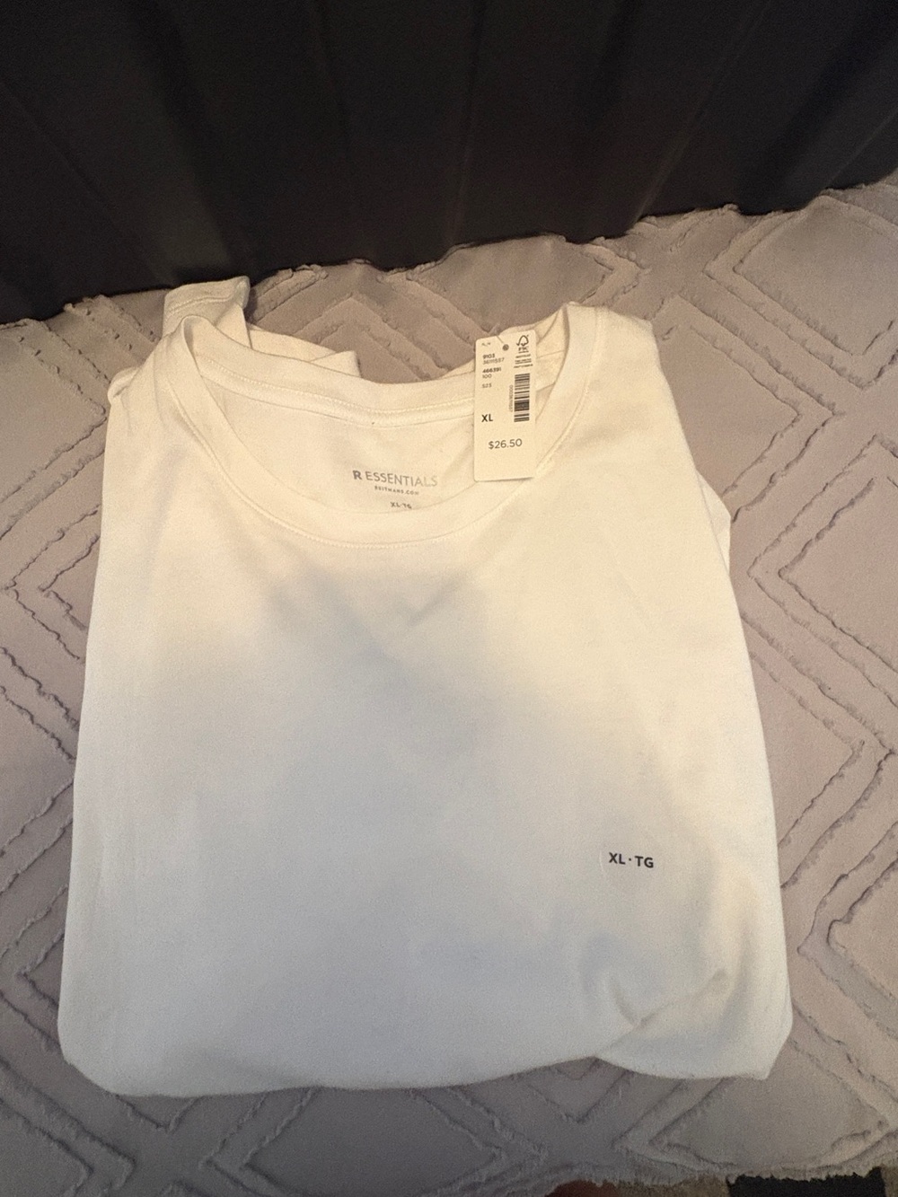Essentials White Short Sleeve Crew Neck T-Shirt - XL new with tags